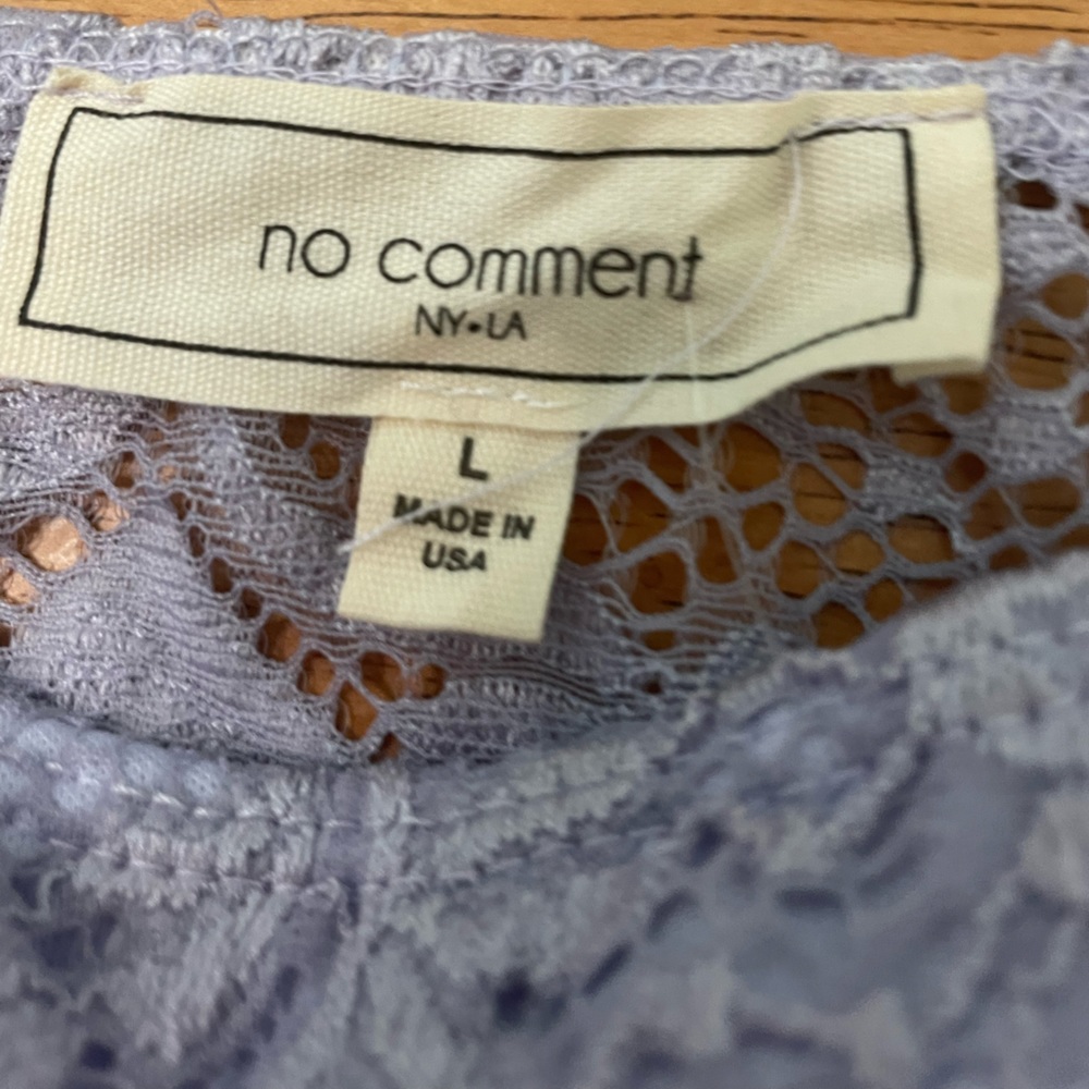 Lace bodysuit lilac color lined front unlined back snaps at crotch